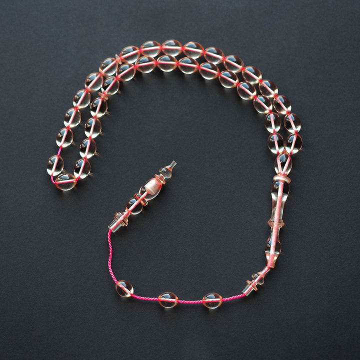 Handcrafted Pressed Fire Amber Tasbeeh – Oval-Cut Beads – WATD147