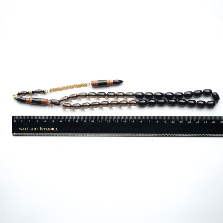 Pressed Amber Tasbeeh with 925 Sterling Silver Tassel & Kuka Combination – WATD154