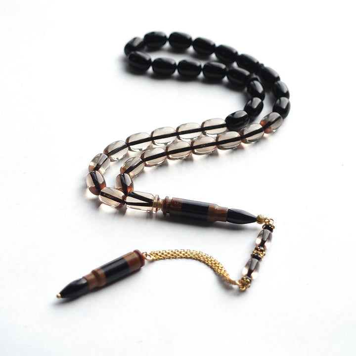 Pressed Amber Tasbeeh with 925 Sterling Silver Tassel & Kuka Combination – WATD154