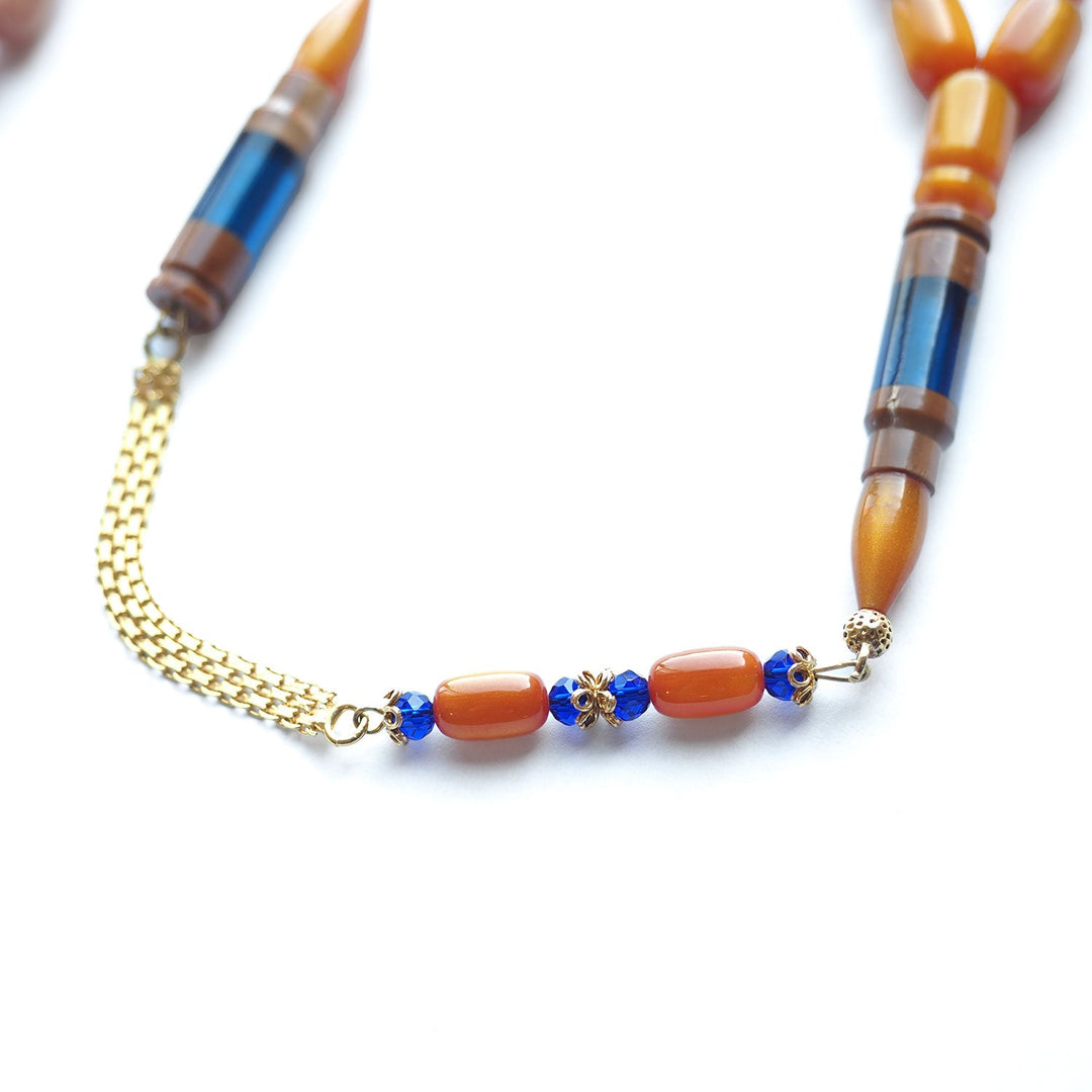 Pressed Amber Tasbeeh with 925 Sterling Silver Tassel & Kuka Combination – WATD155