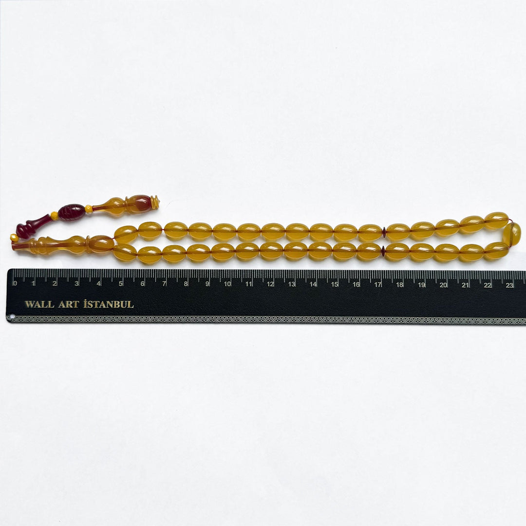 Şenalp Model Pressed Dice Amber Tasbeeh with Egg Cut Beads - WATD270