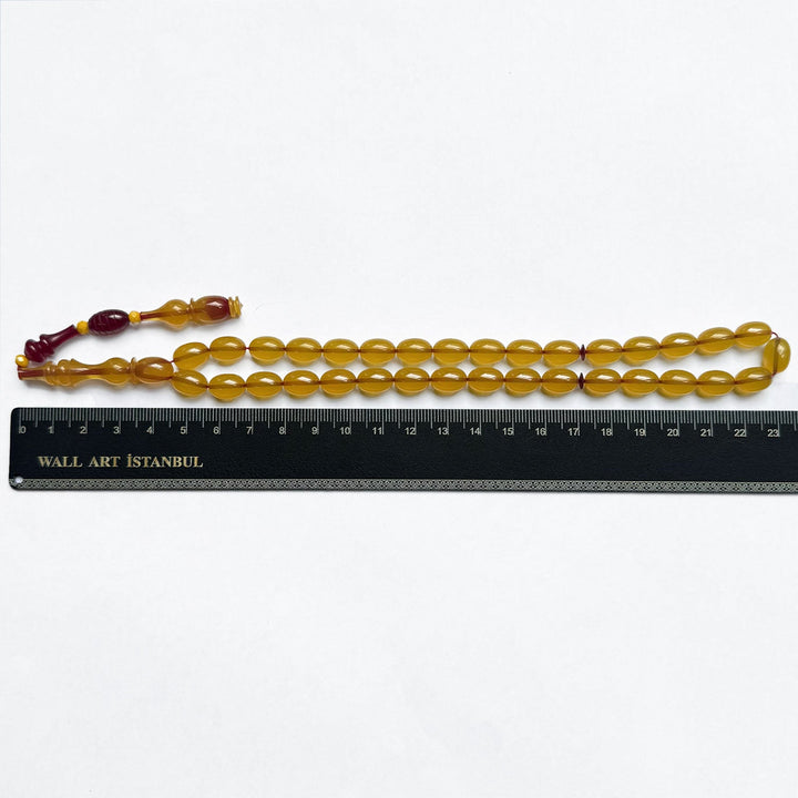 Şenalp Model Pressed Dice Amber Tasbeeh with Egg Cut Beads - WATD270