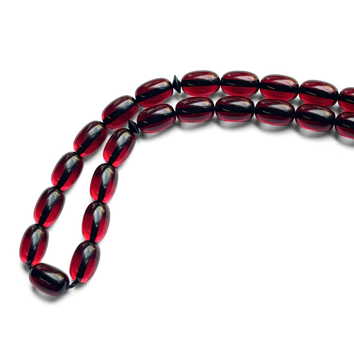 Fire Amber Egg Cut Tasbeeh with Handwoven Macramé Tassel – WATD277