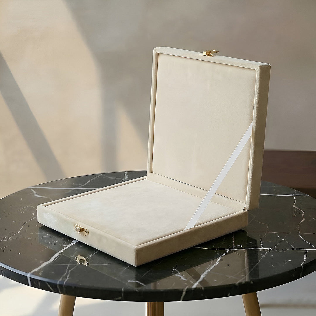 Exclusive Velvet-Covered Wooden Tasbeeh Box – WATD321