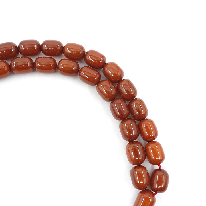 Capsule Cut Pressed Amber Tasbeeh with Burgundy Tassel – WATD348