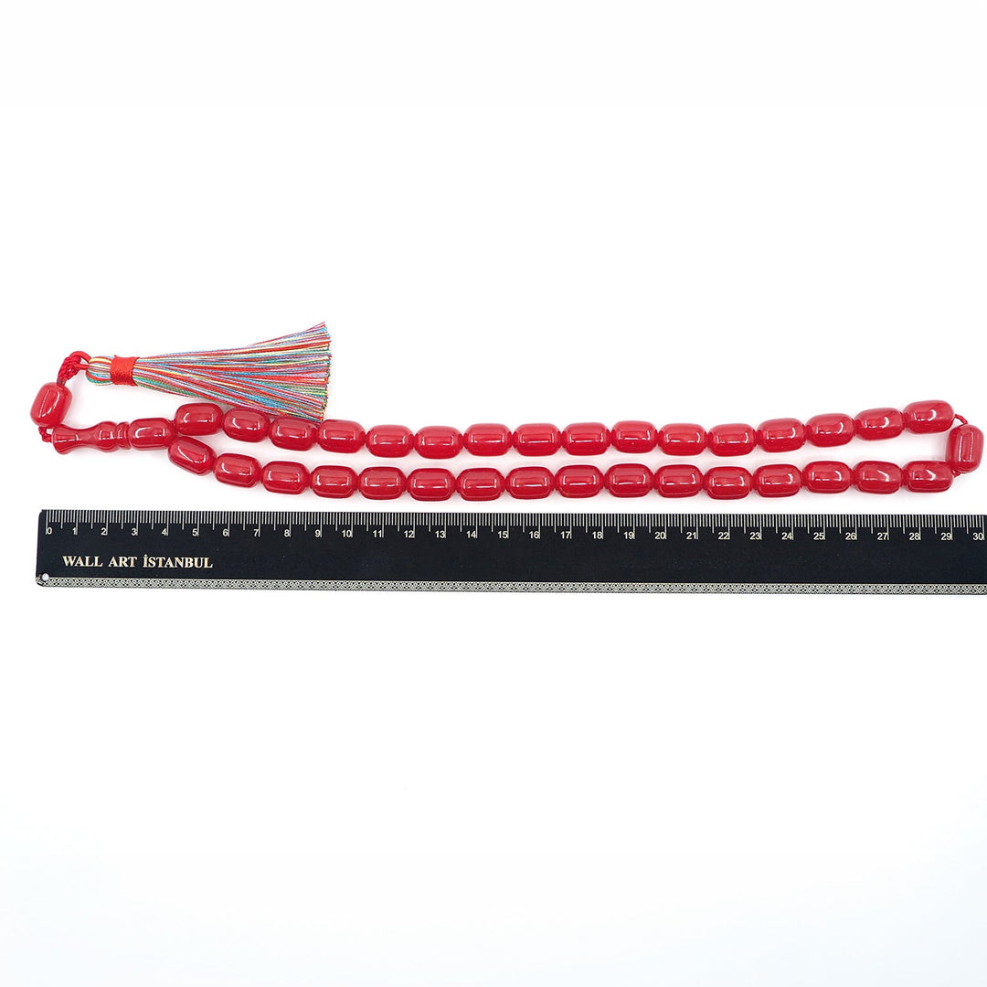 Capsule Cut Pressed Amber Tasbeeh with Multicolor Tassel – WATD349