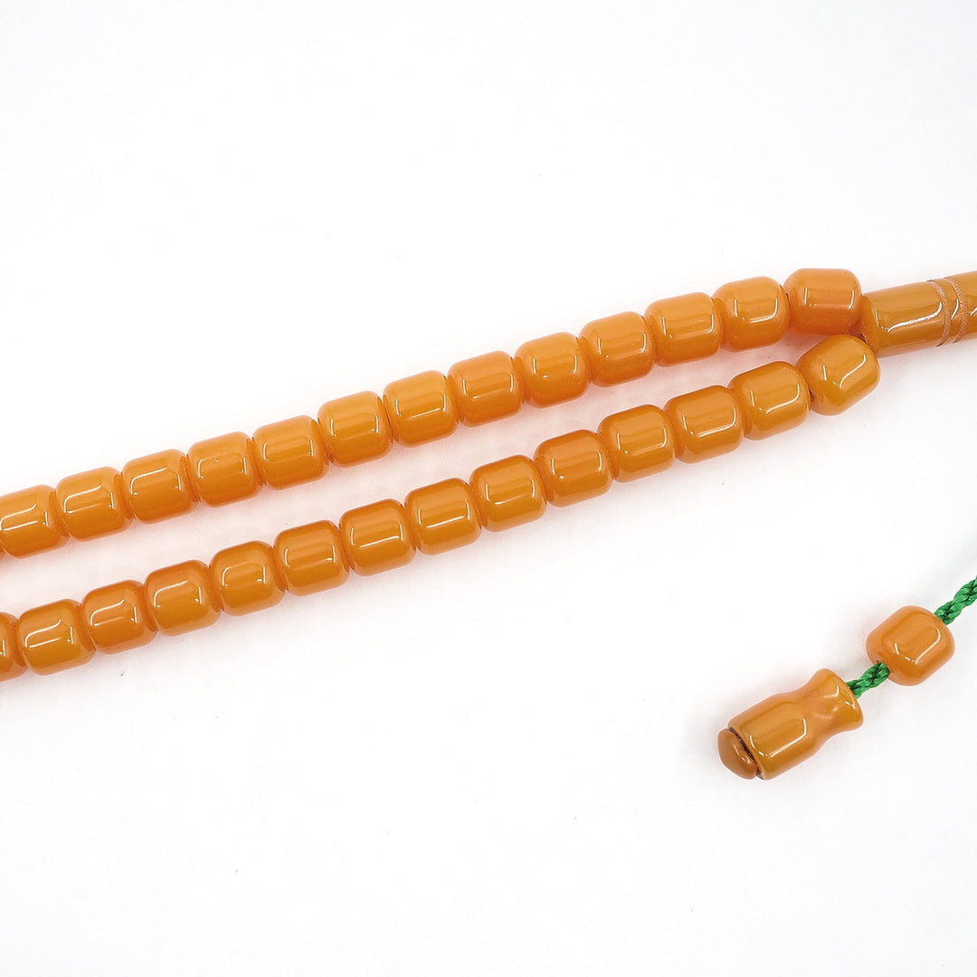 Capsule Cut Pressed Amber Tasbeeh with Green Cord – WATD356
