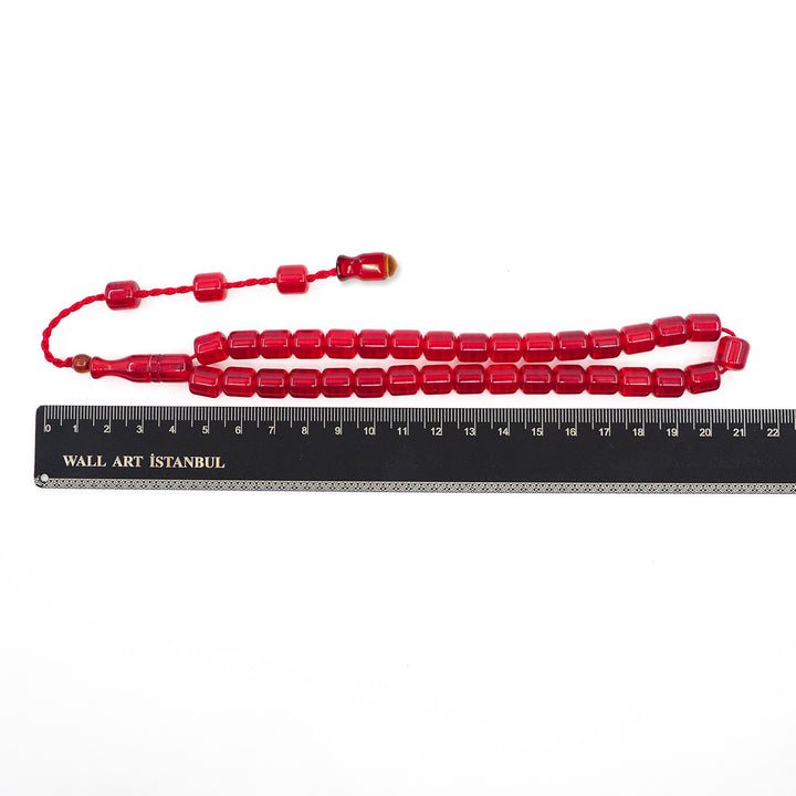Capsule Cut Fire Amber Tasbeeh with Red Cord – WATD357
