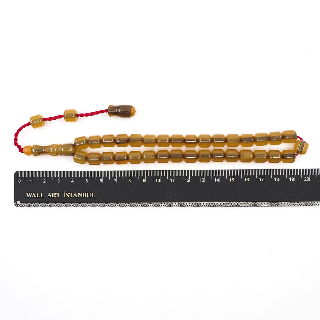 Capsule Cut Pressed Amber Tasbeeh with Red Cord – WATD362