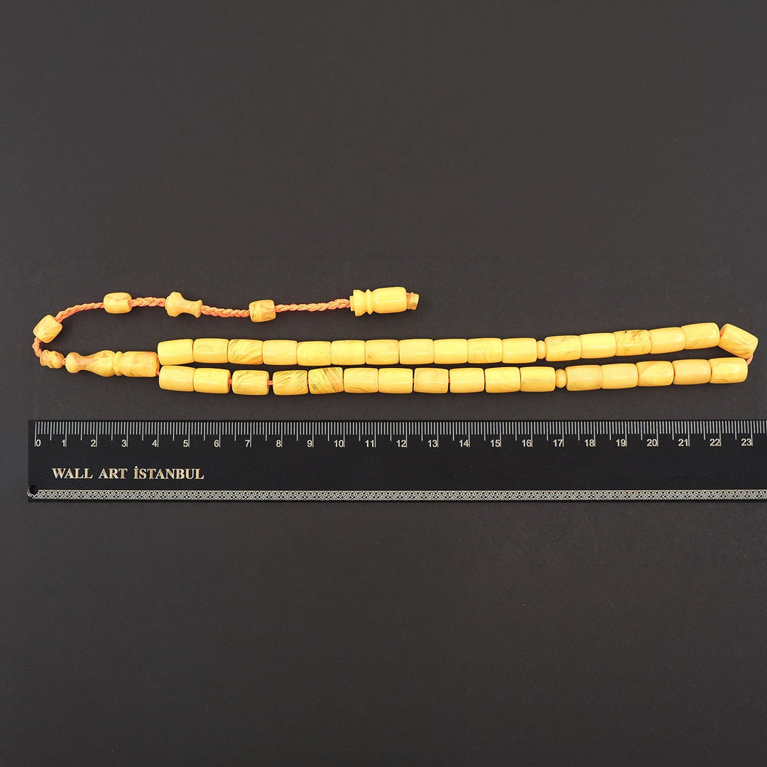 Master Signed Pressed Amber Tasbeeh with Faceted Cut & Countersunk Beads – WATD373