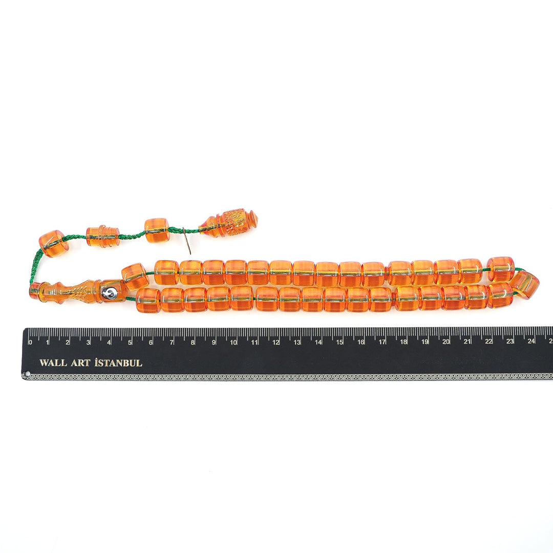 Master Signed Fire Amber Tasbeeh Featuring Engraved Imam Bead & Countersunk Drill – WATD374