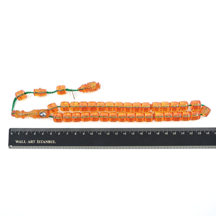 Master Signed Fire Amber Tasbeeh Featuring Engraved Imam Bead & Countersunk Drill – WATD374