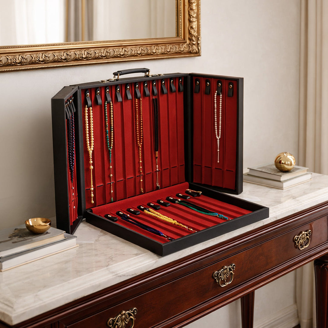 Exclusive Leather-Covered Wooden Tasbeeh Case – WATD380