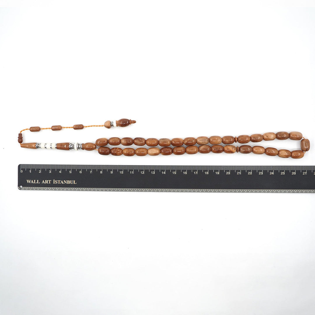 Premium Kuka Wood Tasbeeh with Capsule Cut Beads & Silver-Engraved Imam Bead – WATD400