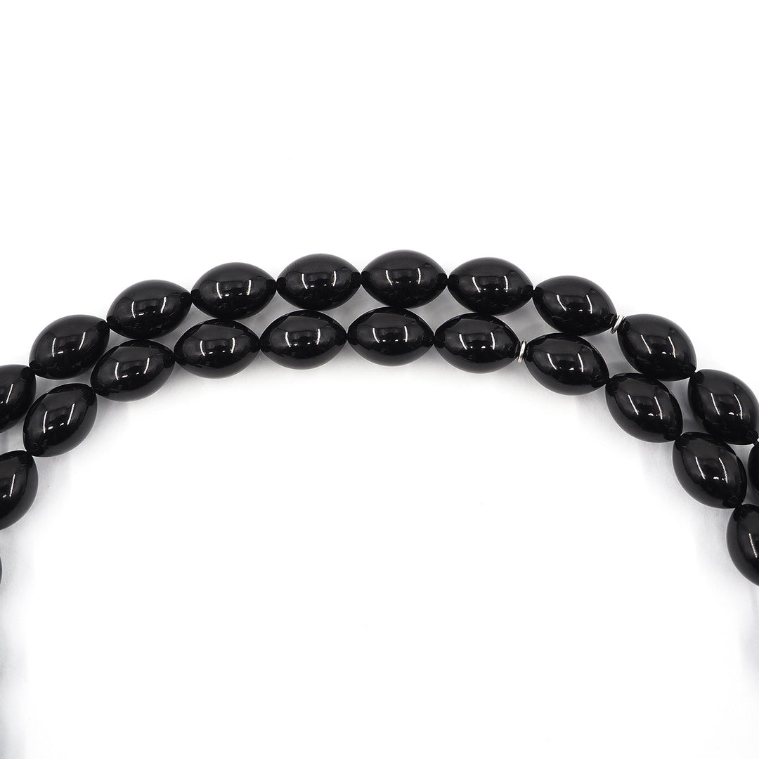 Premium Oltu Stone Tasbeeh Featuring Oval Cut Beads & Silver-Engraved Tassel – WATD407