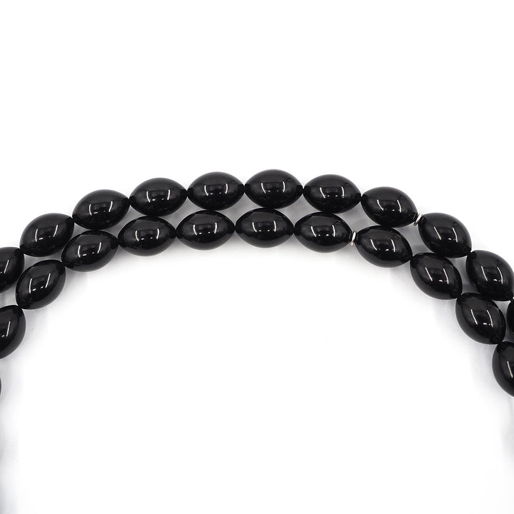 Premium Oltu Stone Tasbeeh Featuring Oval Cut Beads & Silver-Engraved Tassel – WATD407