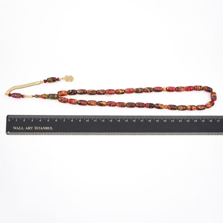Capsule-Cut Countersunk-Drilled Catalin Tasbeeh with Silver Imam Bead – WATD420