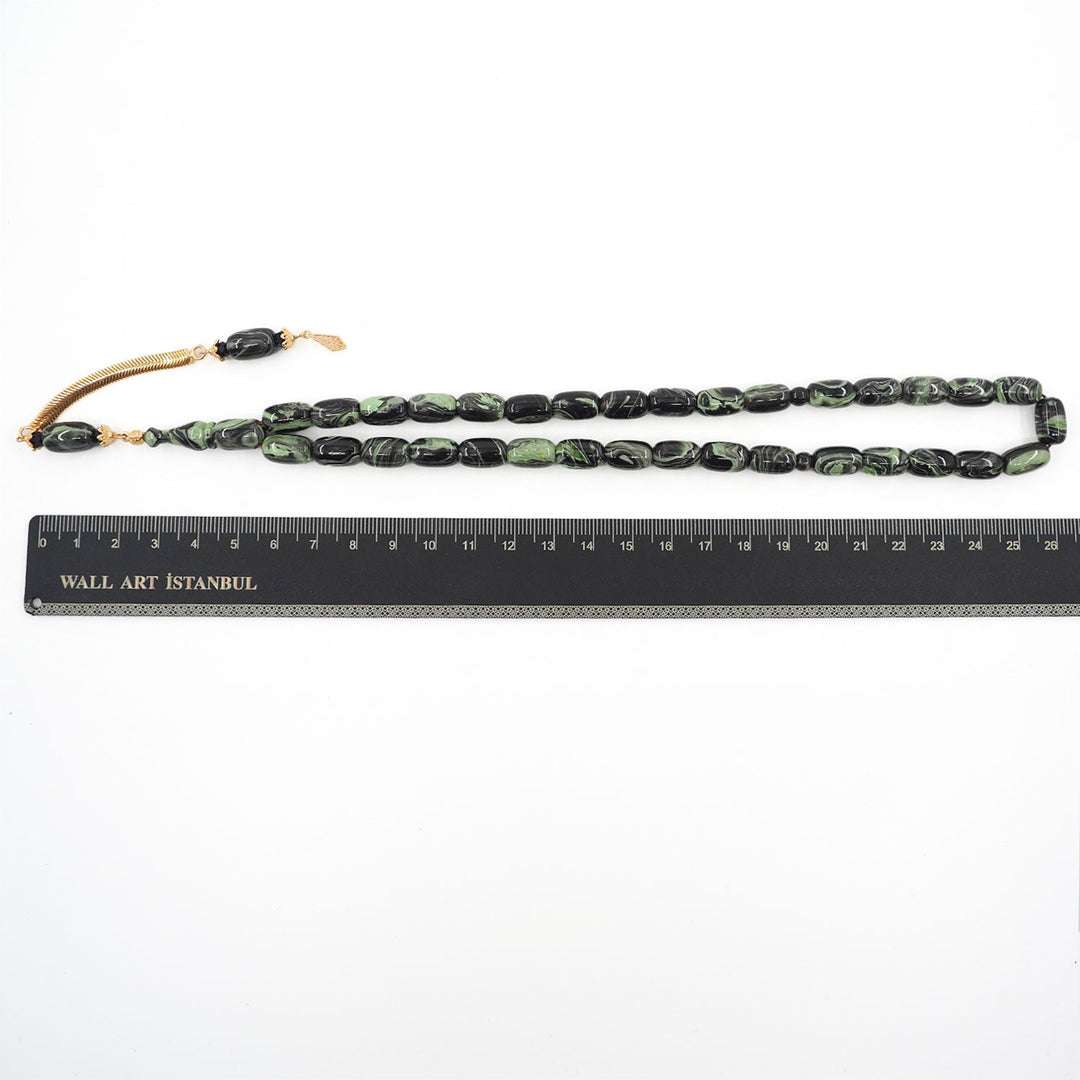 Capsule-Cut Countersunk-Drilled Catalin Tasbeeh with Silver Imam Bead – WATD423