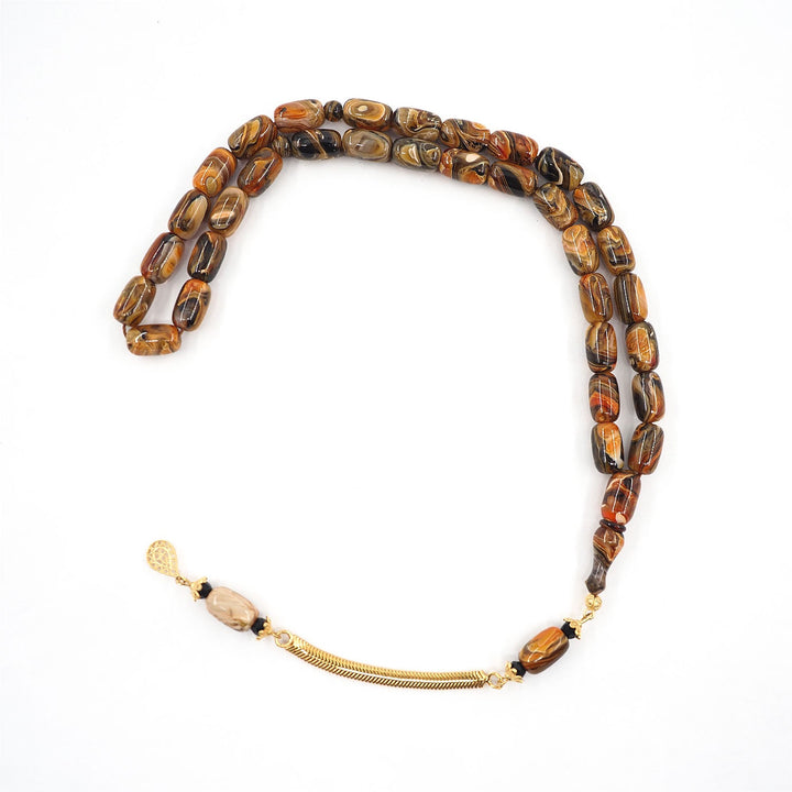 Capsule-Cut Countersunk-Drilled Catalin Tasbeeh with Silver Imam Bead – WATD424