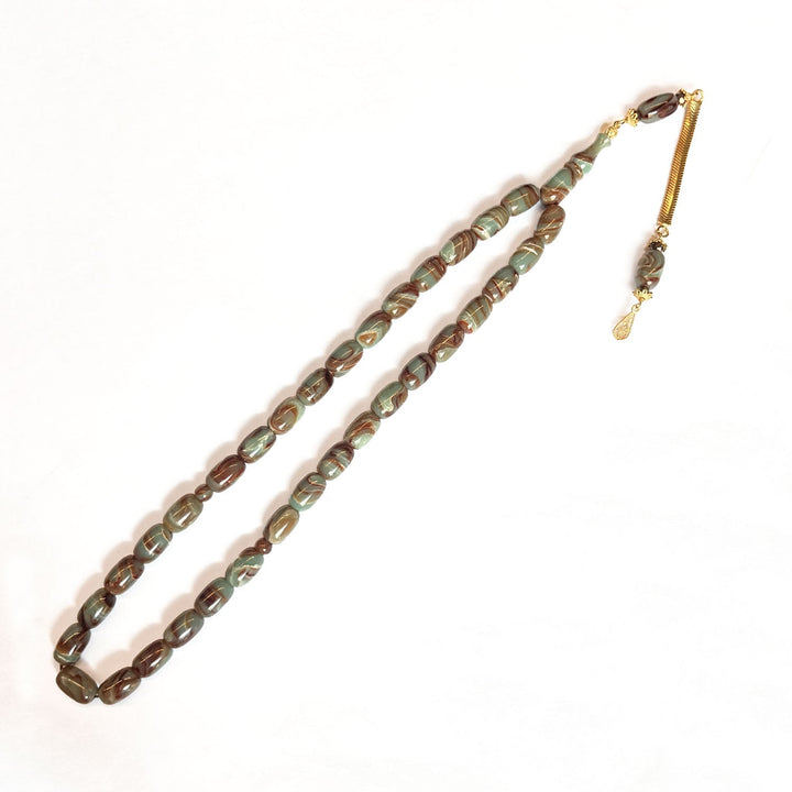 Capsule-Cut Countersunk-Drilled Catalin Tasbeeh with Silver Imam Bead – WATD425