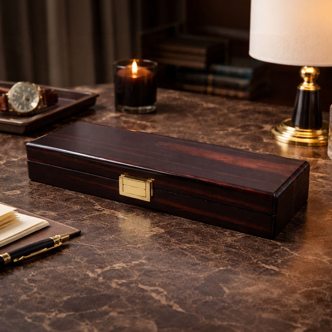 Nobility Series Brown Pattern Wooden Tasbeeh Box - WATD431