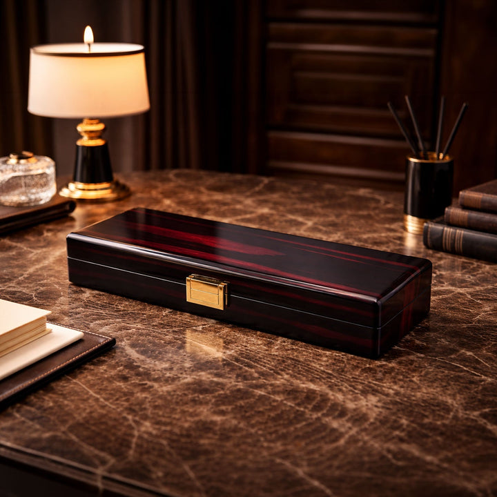 Nobility Series Burgundy Pattern Wooden Tasbeeh Box - WATD434