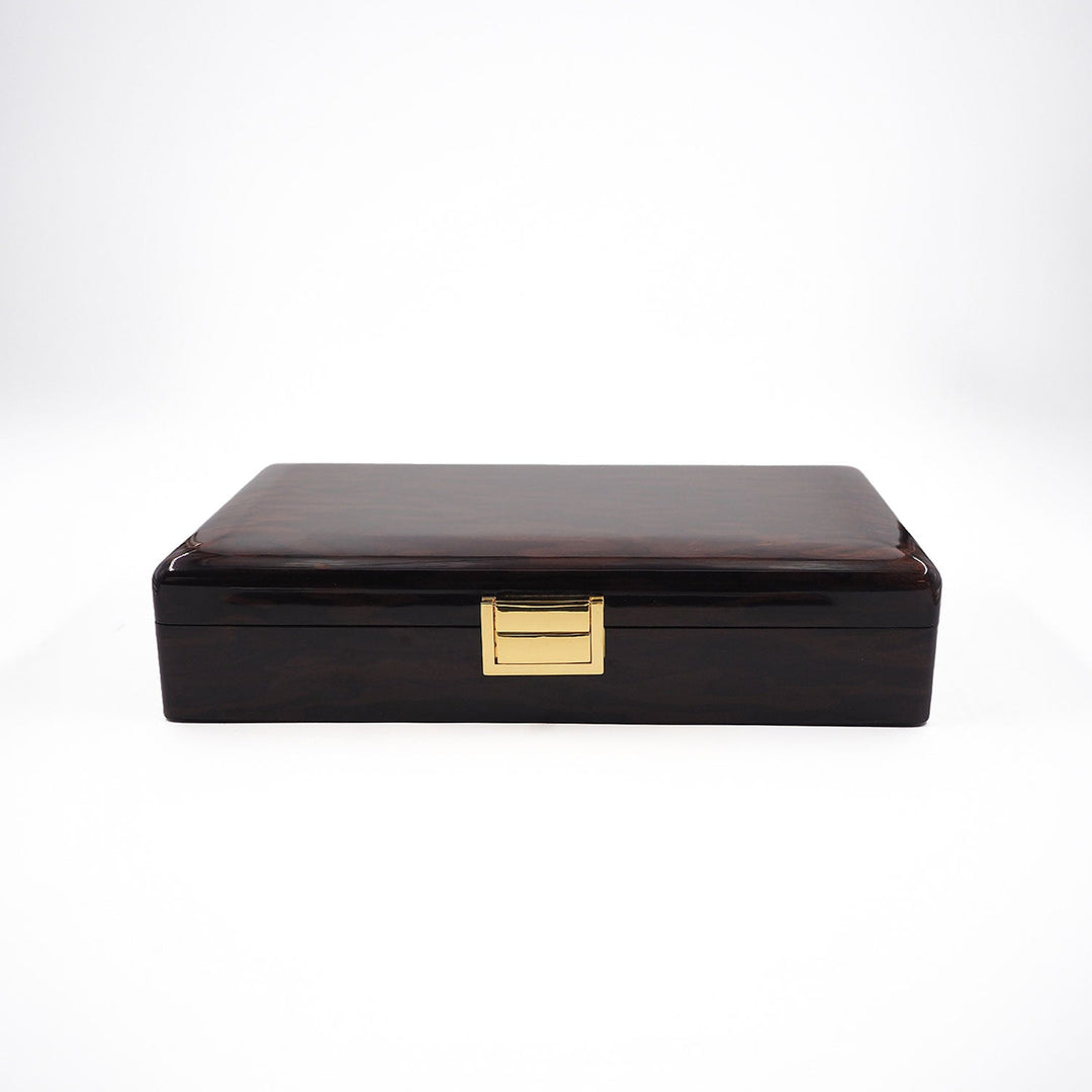 Magnificence Series Walnut Pattern Wooden Tasbeeh & Accessories Box - WATD435