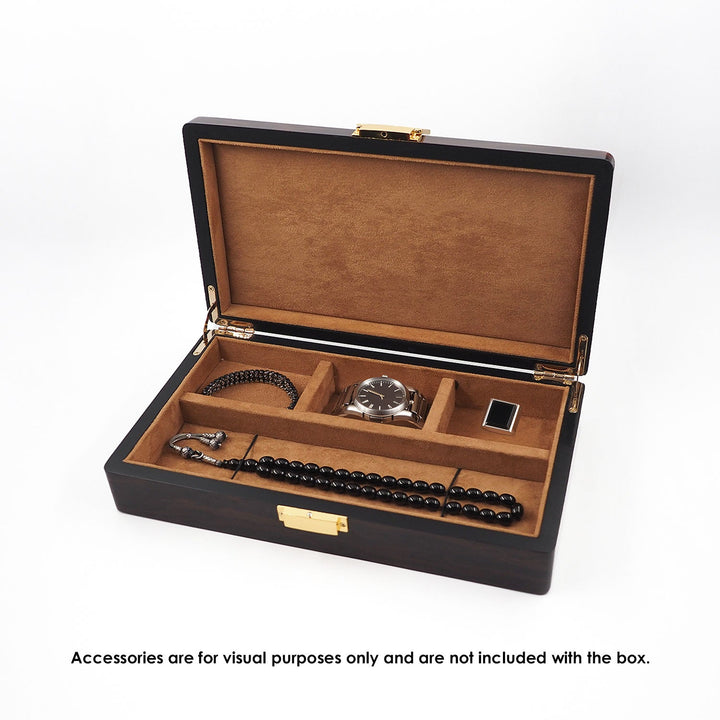 Magnificence Series Walnut Pattern Wooden Tasbeeh & Accessories Box - WATD435