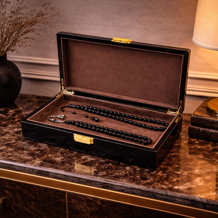 Select Series Anthracite Pattern Wooden Tasbeeh Box - WATD438