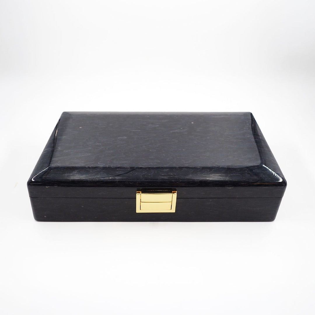 Select Series Navy Pattern Wooden Tasbeeh Box - WATD441