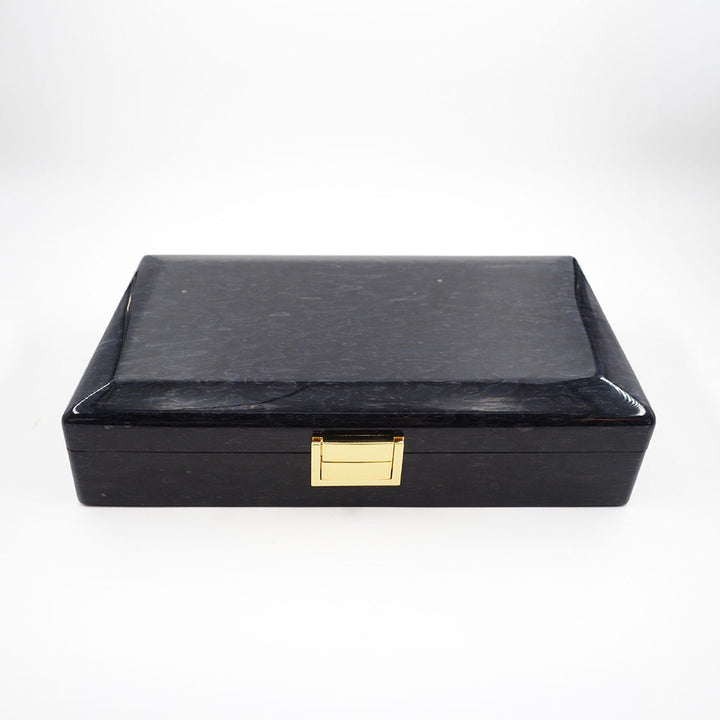 Select Series Navy Pattern Wooden Tasbeeh Box - WATD441