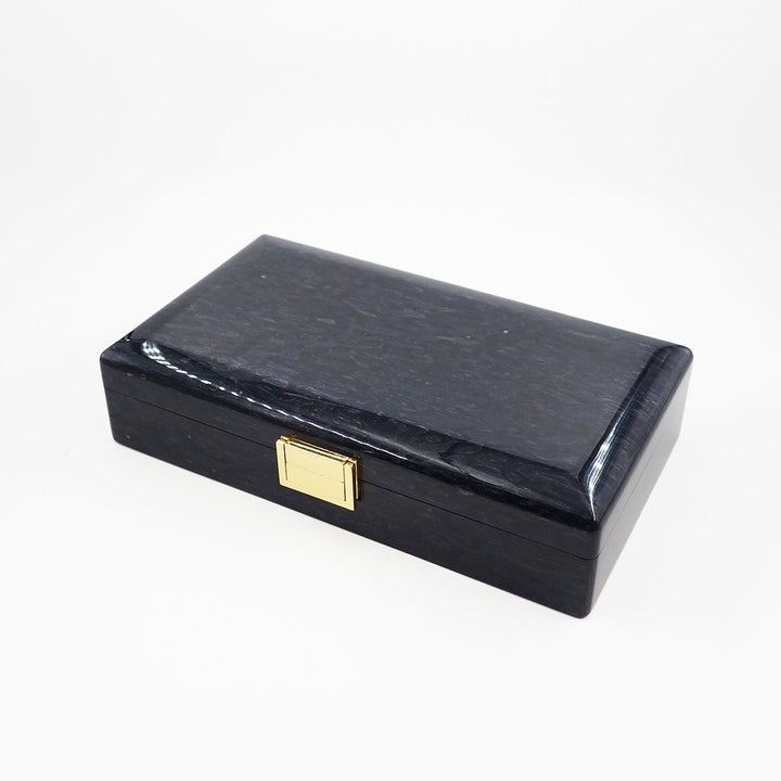Select Series Navy Pattern Wooden Tasbeeh Box - WATD441