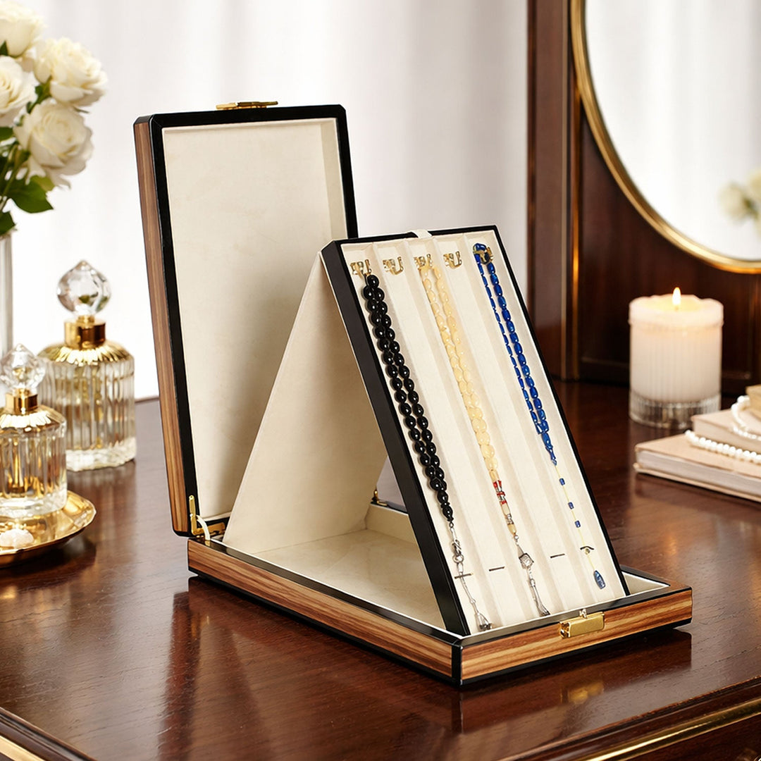 Prestige Series Oak Pattern Wooden Tasbeeh Box - WATD442