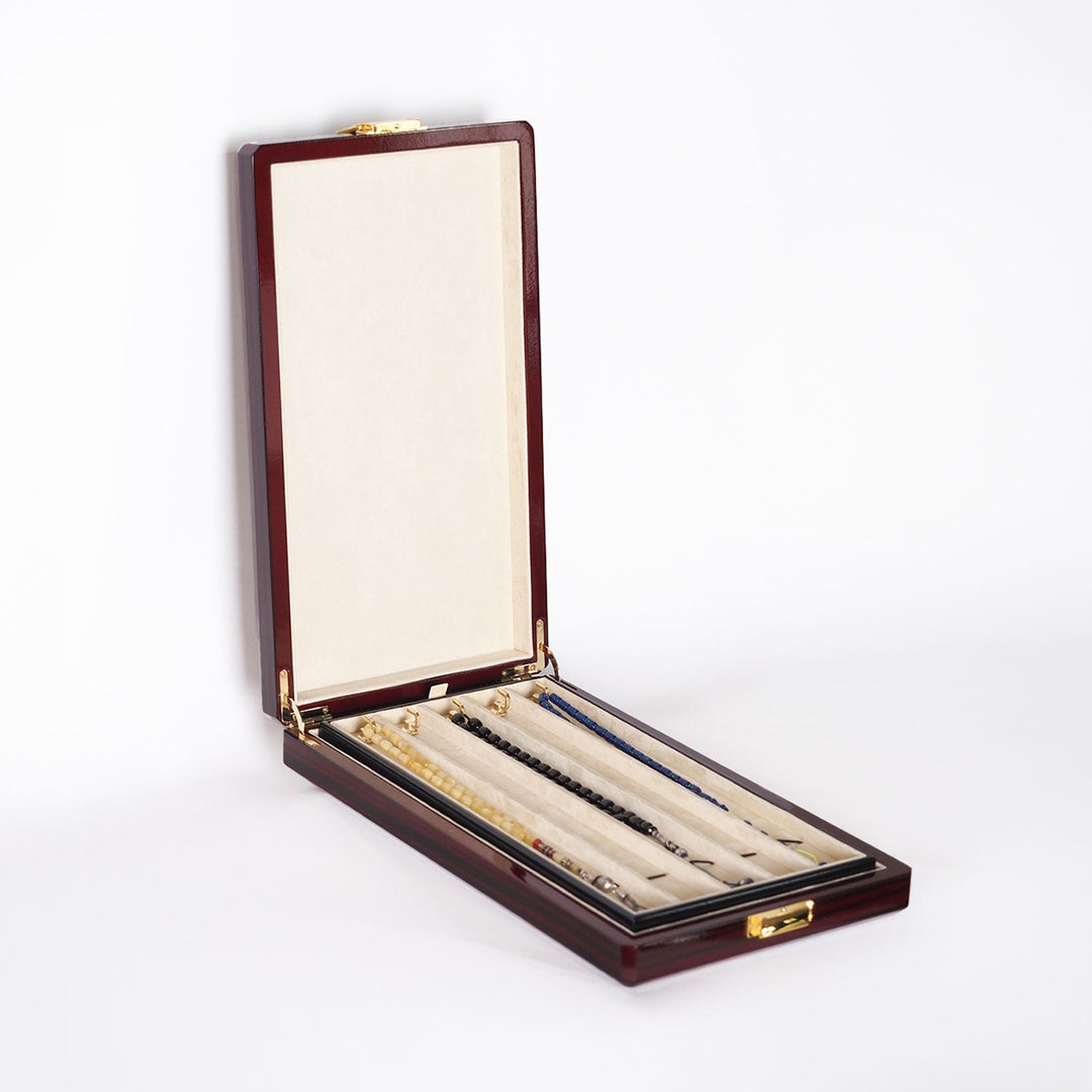 Prestige Series Burgundy Pattern Wooden Tasbeeh Box - WATD444