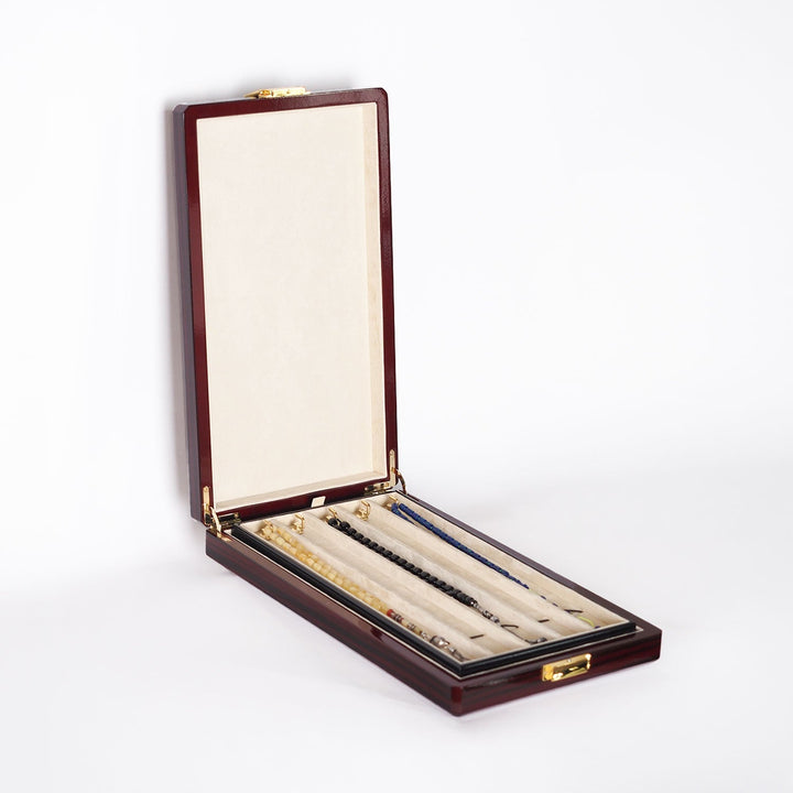 Prestige Series Burgundy Pattern Wooden Tasbeeh Box - WATD444