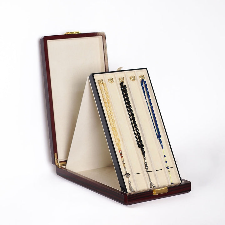 Prestige Series Burgundy Pattern Wooden Tasbeeh Box - WATD444
