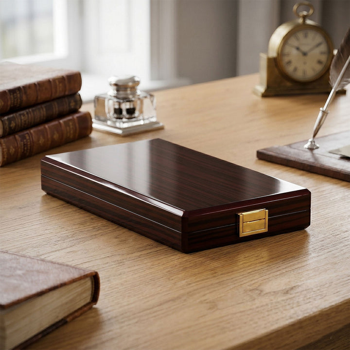 Prestige Series Burgundy Pattern Wooden Tasbeeh Box - WATD444