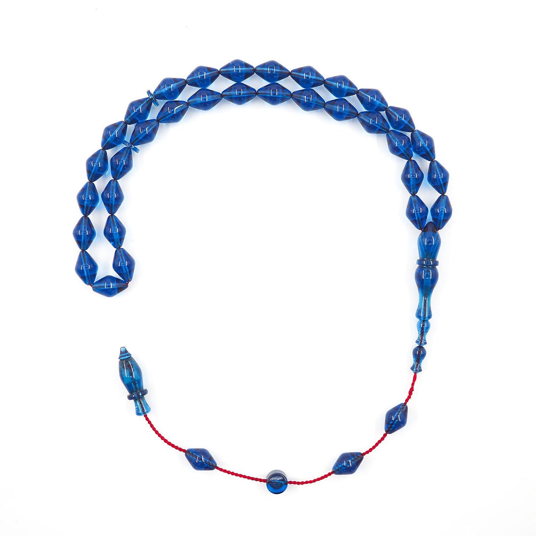 Handcrafted Tapered Oval Cut Fire Amber Tasbeeh - WATD447