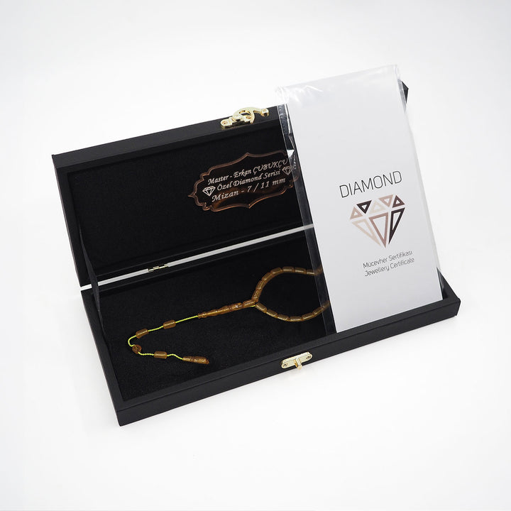 Mastercrafted Diamond-Detailed Yellow Pressed Amber Tasbeeh (Special Box) – WATD450