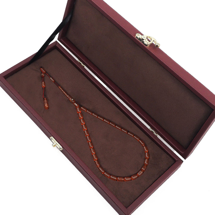 Mastercrafted Diamond-Detailed Orange Pressed Amber Tasbeeh (Special Box) – WATD451