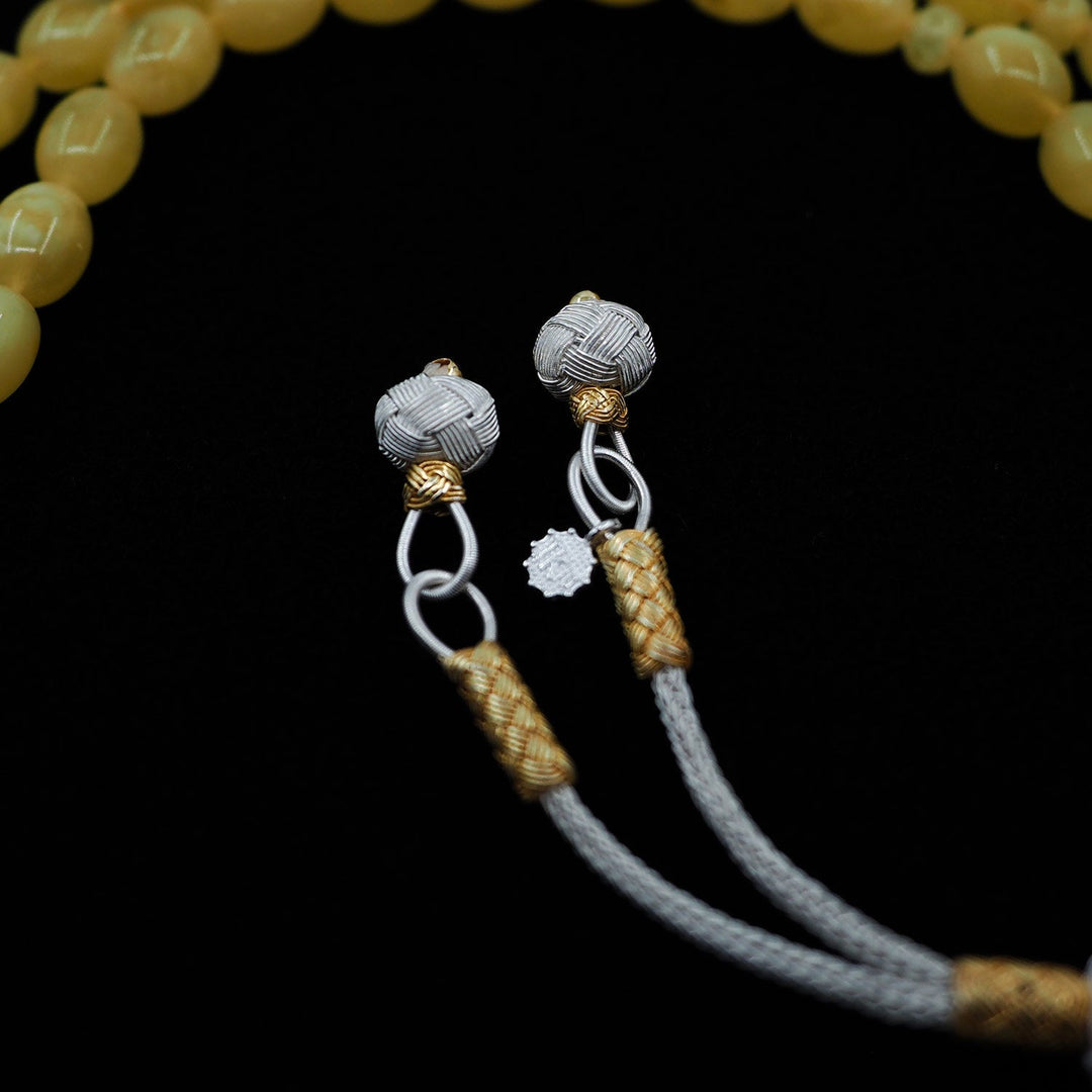 Premium Natural Baltic Amber Capsule Cut 1000 Sterling Silver Kazaz Tassel Tasbeeh - WATD458