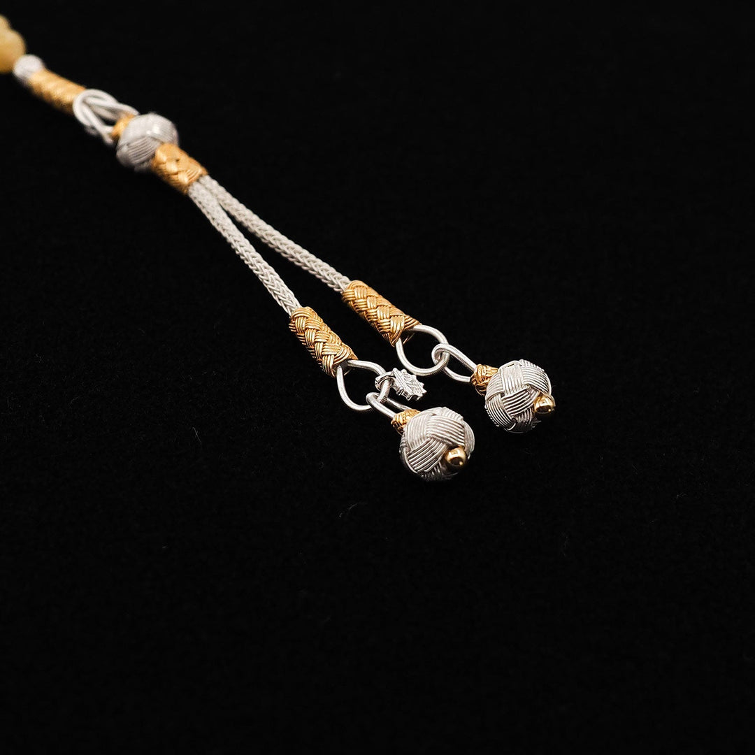 Premium Natural Baltic Amber Capsule Cut 1000 Sterling Silver Kazaz Tassel Tasbeeh - WATD458
