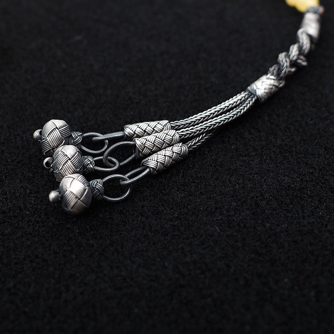 Premium Natural Baltic Amber Capsule Cut 1000 Sterling Silver Kazaz Tassel Tasbeeh - WATD461