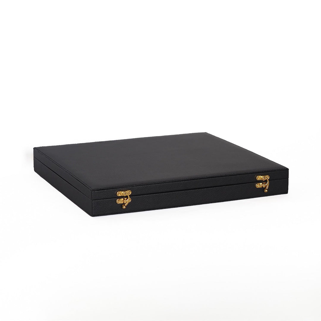 Exclusive Black Leather-Covered Wooden Tasbeeh Case (For up to 11 Tasbeehs) - WATD507