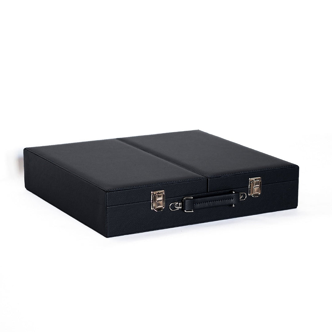 Exclusive Black Leather-Covered Wooden Tasbeeh Case (For up to 67 Tasbeehs) - WATD511