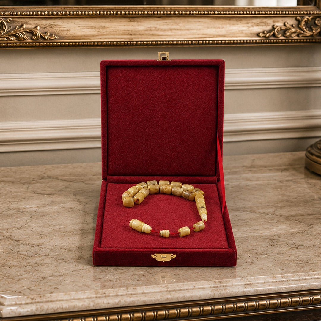 Mascot Size Capsule Cut Natural Amber Tasbeeh with Premium Gift Box – WATD526