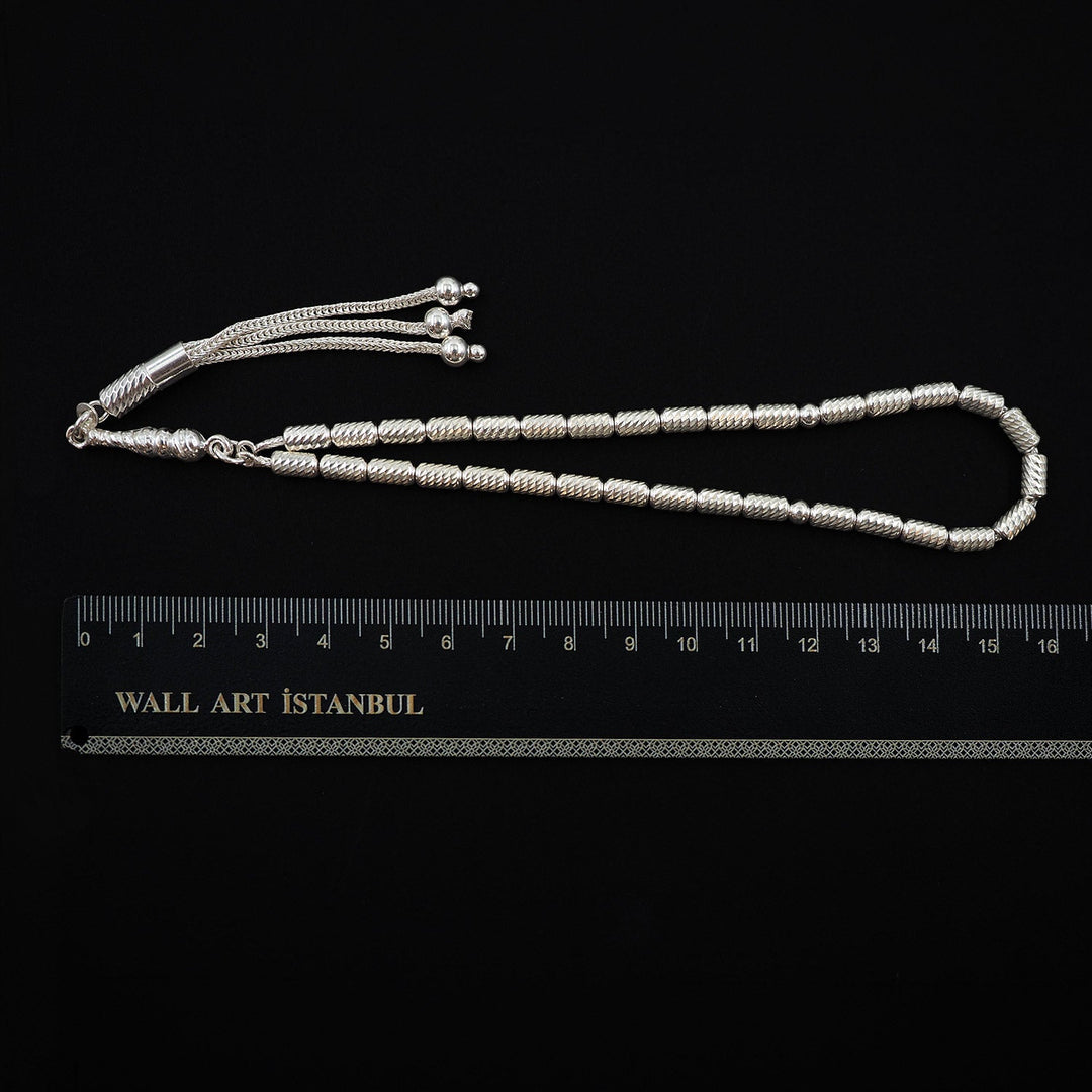 Mastercrafted Fine Detailed Silver Tasbeeh with Silver Tassel – WATD530