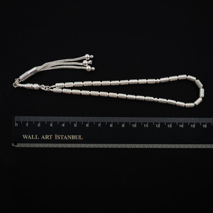 Mastercrafted Fine Detailed Silver Tasbeeh with Silver Tassel – WATD530