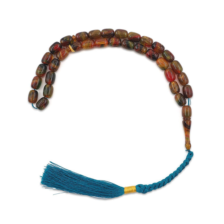 Capsule-Cut Pressed Amber Tasbeeh – WATD595