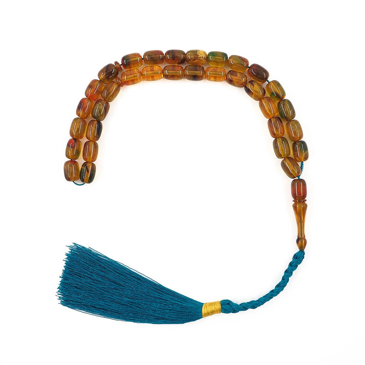 Capsule-Cut Pressed Amber Tasbeeh – WATD596